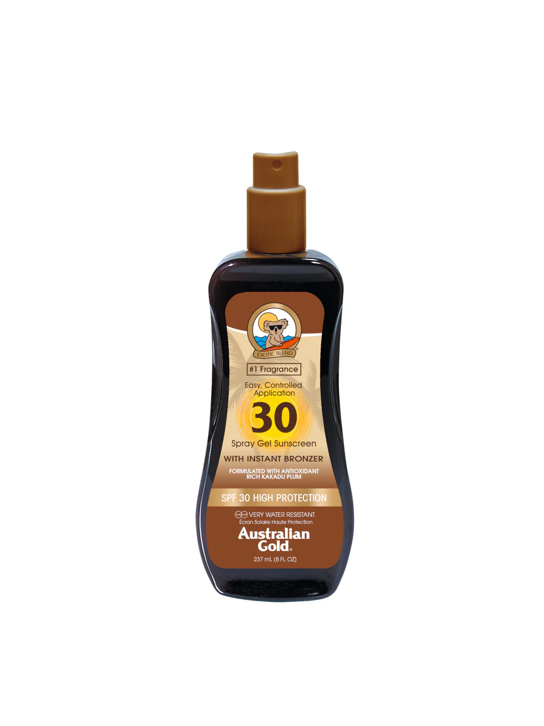 AUSTRALIAN GOLD SPF 30 Instant Bronzer Spray Gel Sunscreen 100 ml